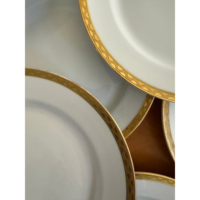 1960s Set of Eleven (11) H&c Selb Bavaria Gold Rim Porcelain Luncheon Plates For Sale - Image 11 of 12