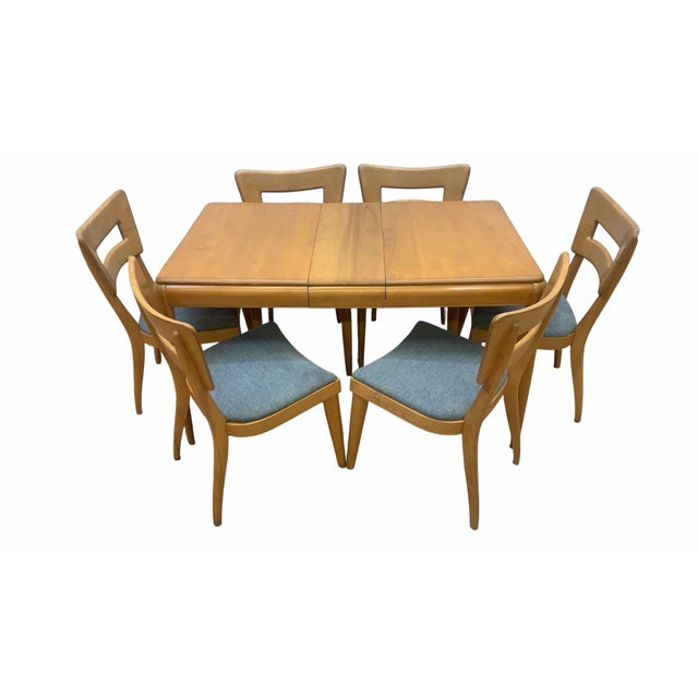 Mid 20th Century MCM Heywood-Wakefield 8 Piece Dining Set With M154 “Dog Bone” Chairs For Sale - Image 5 of 12
