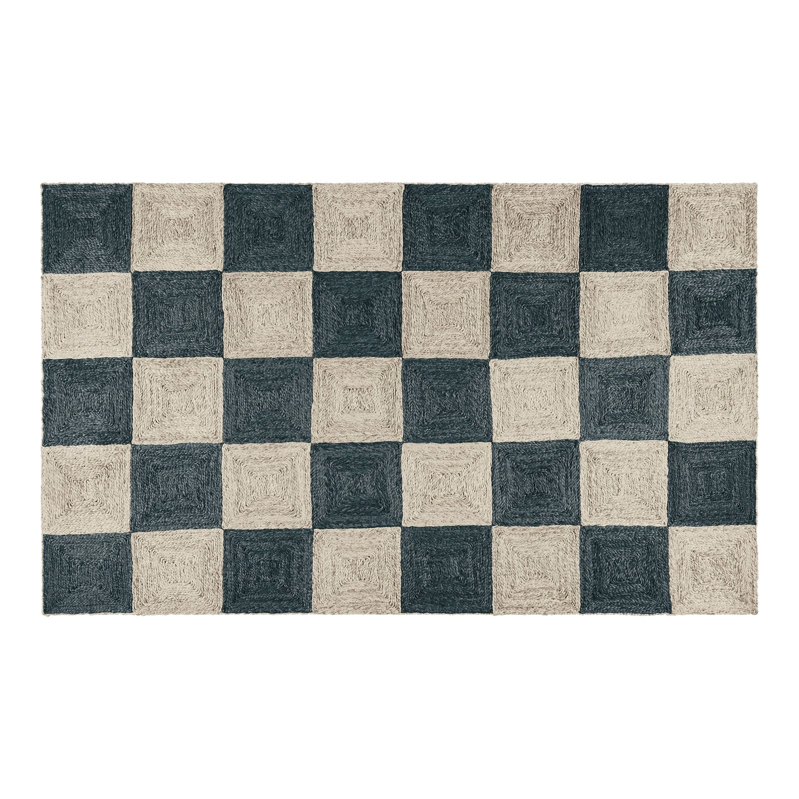 Part & Parcel Goods Jute Sample Block Rug, Navy and Sky Blue ...