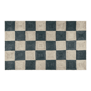 Part & Parcel Goods Jute Sample Block Rug, Navy and Sky Blue Checkerboard
