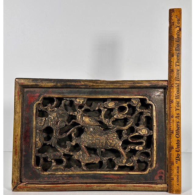 Antique Chinese Gilt Lacquered Qilin Architectural Panel For Sale - Image 16 of 17