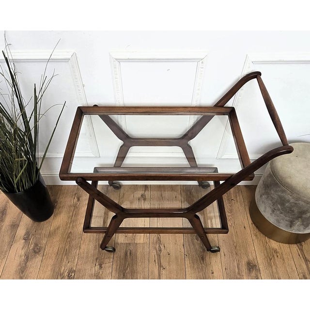 Brown Vintage Art Deco Wood and Brass Dry Bar Cabinet by Paolo Buffa, 1950s For Sale - Image 8 of 9