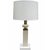 A modernist marble table lamp. White and ivory colored marble with patinated brass details.