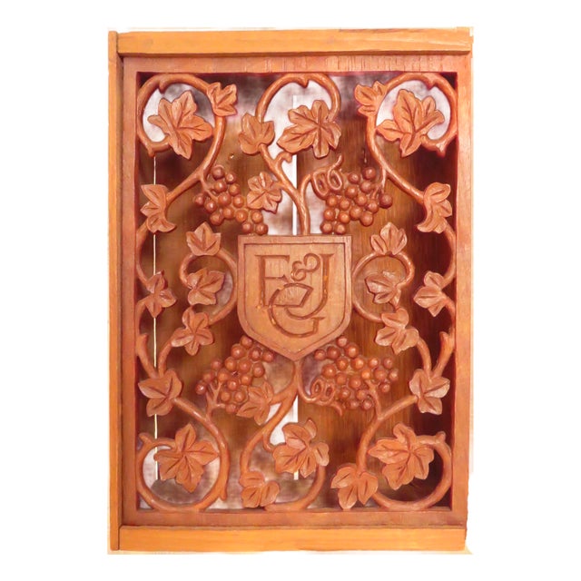Vintage Carved Wine Presentation Box For Sale