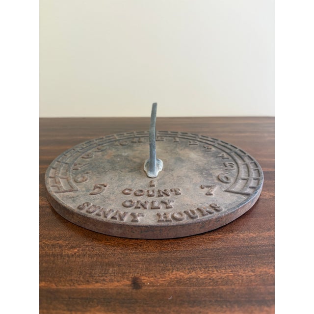 Virginia Metalcrafters Vintage English Country Iron Garden Sundial "I Count Only Sunny Hours" For Sale - Image 4 of 8