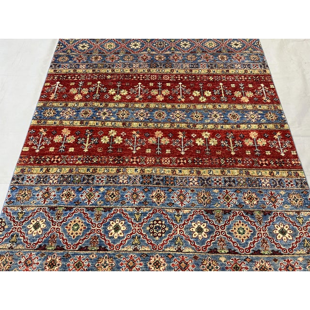 2000 - 2009 Red and Blue Khorjin Saddlebag Design Wool Rug - 4'11" X 6'6" For Sale - Image 5 of 10