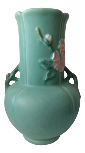 1930's Wild Rose Pattern Vase by Weller Pottery