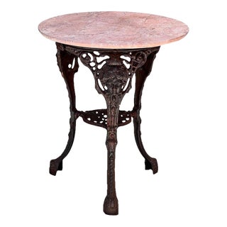 Mid 20th Century Cast Iron Britannia Table With Marble Top For Sale