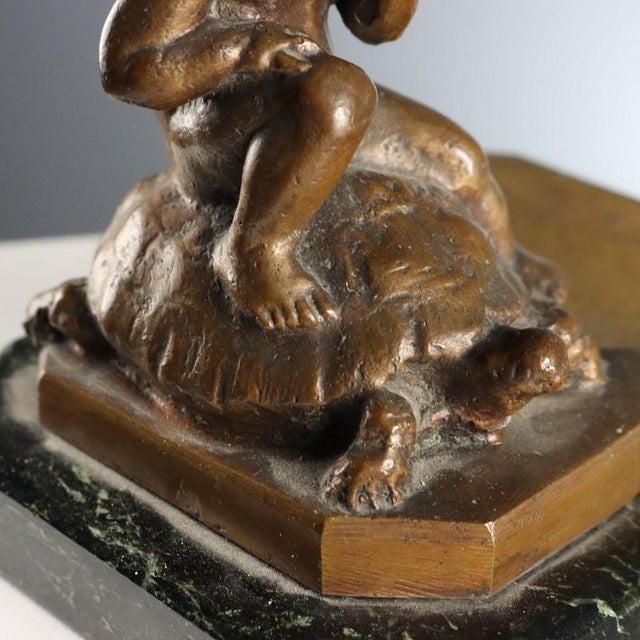 Child and Turtle Sculpture in Bronze For Sale - Image 4 of 9