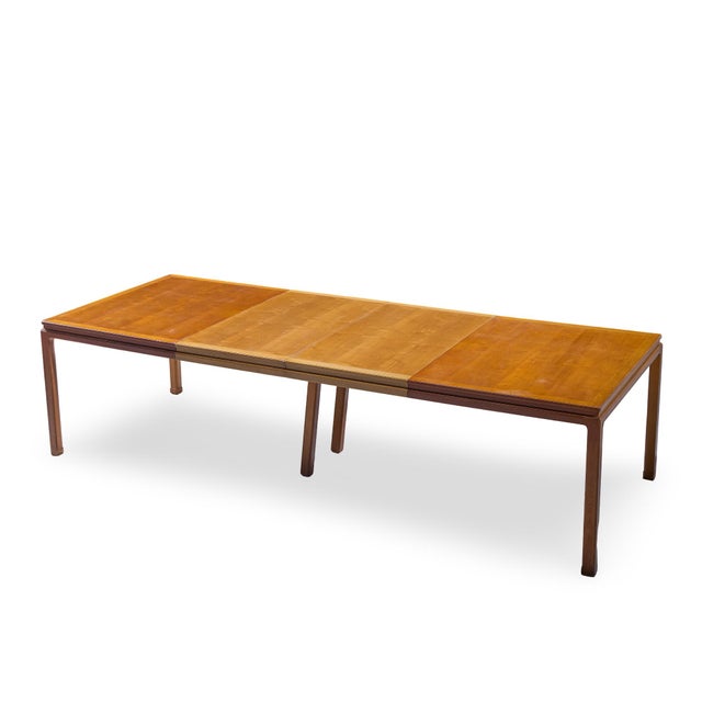 Edward Wormley for Dunbar Mid Century Bleached Mahogany Expanding Dining Table With 2 Leaves For Sale - Image 13 of 13