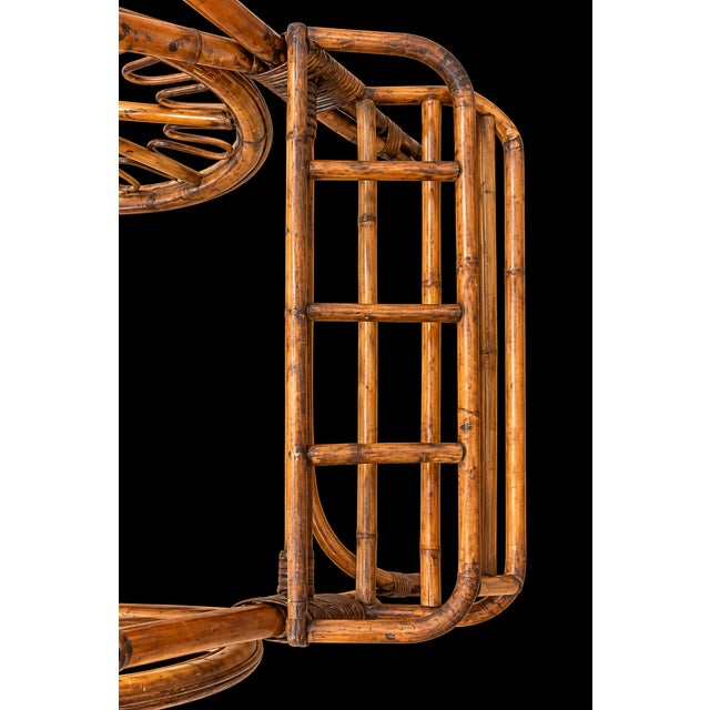 1950s French Riviera Rattan Bar Cart Audoux & Minet 1950s For Sale - Image 5 of 10