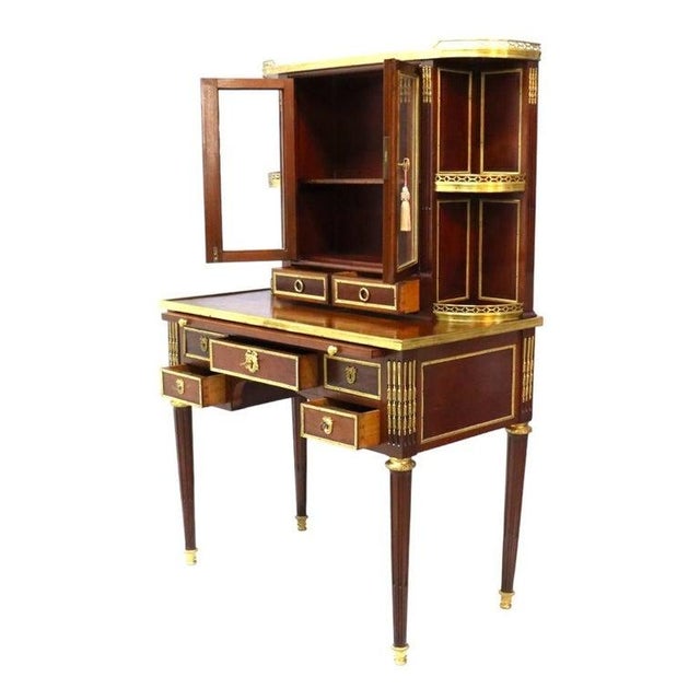 Louis XVI Style Lady’s Desk, Bonheur Du Jour; Mahogany, Ormolu & Marble; C1890 For Sale - Image 10 of 18