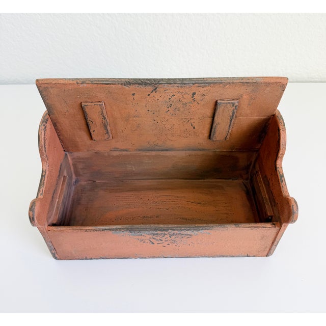 Primitive Wood Box With Scalloped Back For Sale - Image 12 of 14
