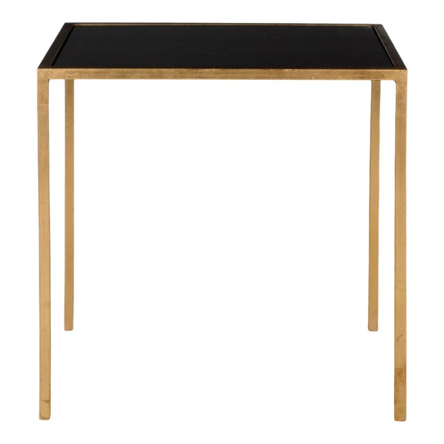 Mirror Top Accent Table in Gold & Black For Sale