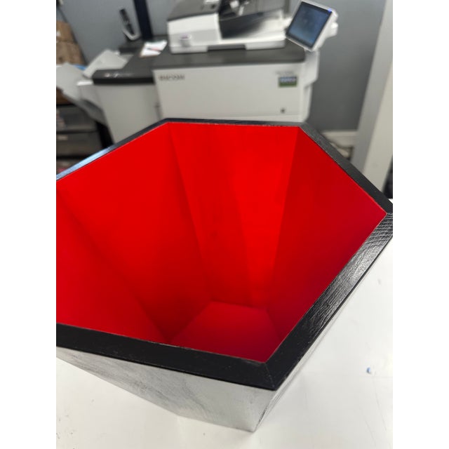 2000 - 2009 Hand Crafted and Hand Solid Wood Hexagonal Waste Basket Traditional Yet Modern For Sale - Image 5 of 5