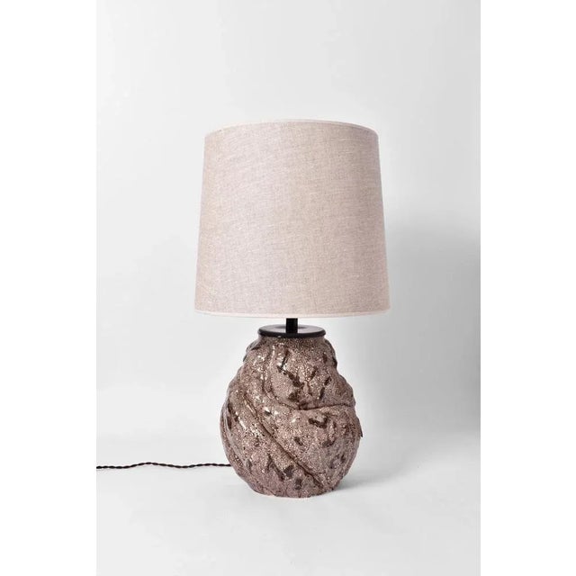 Brown and Beige Ceramic Lamp For Sale - Image 5 of 5