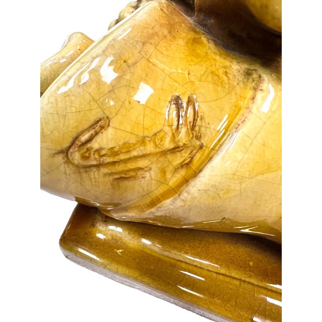 Early 20th Century Italian Baroque Revival Glazed Majolica Cherub Wall Bracket For Sale - Image 9 of 11