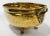 English Vintage Footed Hammered Brass Bowl W/ Lion Head Handles For Sale - Image 3 of 8