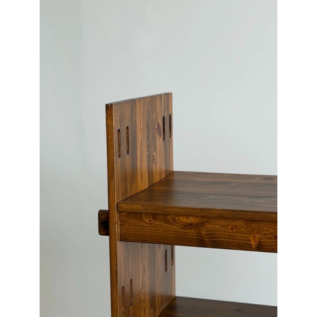 Brown Antique Vintage Solid Wooden Arts & Crafts Pegged Bookcase For Sale - Image 8 of 17