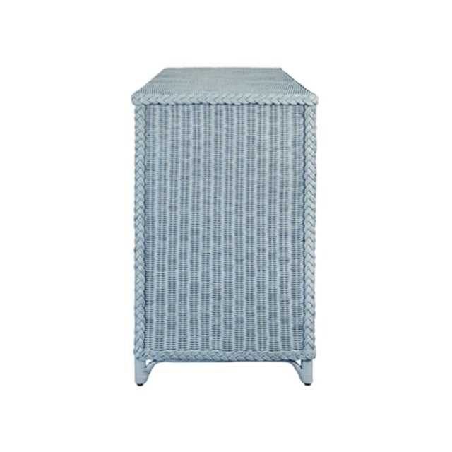 Matthew Izzo Home Evander Languid Blue Four Door Rattan Buffet For Sale In New York - Image 6 of 8