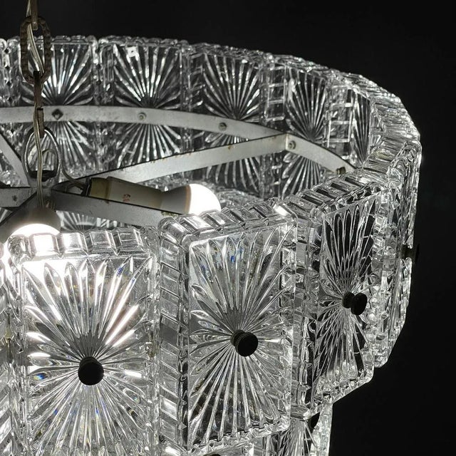 Mid-Century Modern Large Vintage Crystal Chandelier, Italy, 1960s For Sale - Image 3 of 13