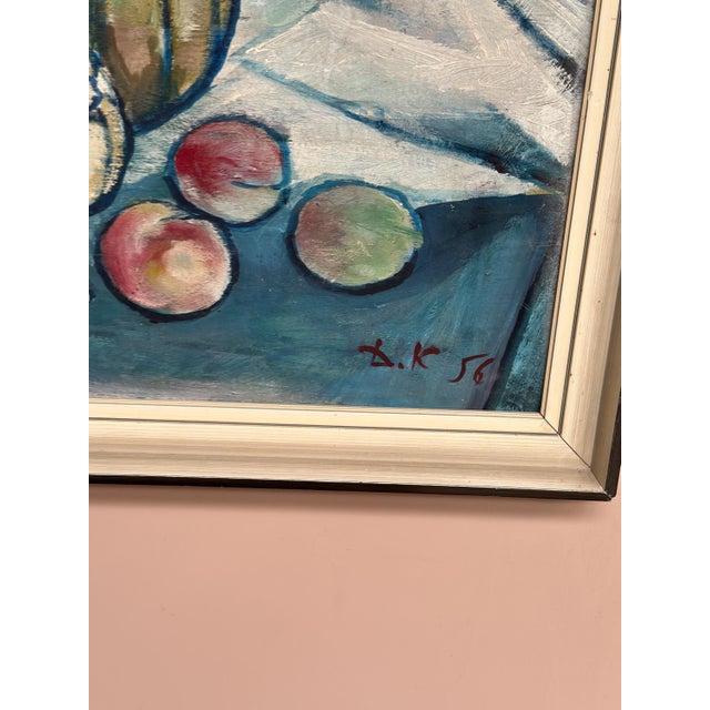 1950s D. K, Wine and Fruit, 1956, Oil on Panel, Framed For Sale - Image 5 of 18