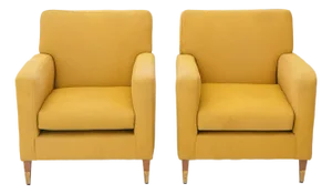 Yellow Fabric Armchairs, 1950s, Set of 2