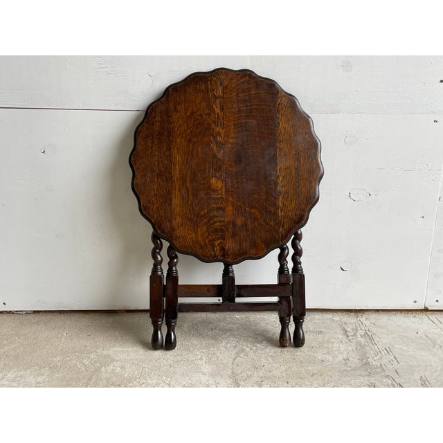 Antique English Jacobean Revival Barley Twist and Pie Crust Side Table, 1920 For Sale - Image 6 of 8