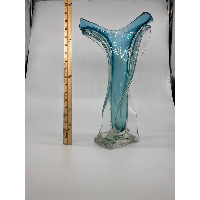 1980s Ed Branson, Transparent Handblown Blue Glass Vase For Sale In Los Angeles - Image 6 of 7