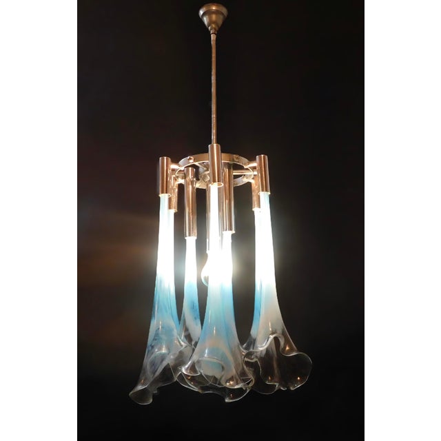 Glass 1960s Blue Murano Callas Pendant For Sale - Image 7 of 7