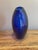 Mid-Century Modern Hand-Blown Cobalt Blue Glass Flat Oval Pillow Vase For Sale - Image 4 of 8