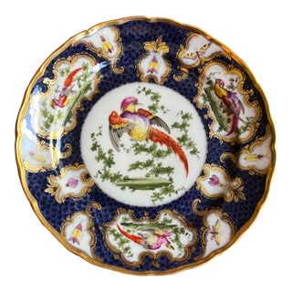 Antique 19th Century Samson Porcelain Exotic Bird Plate in the Worcester Taste Circa 1880 For Sale