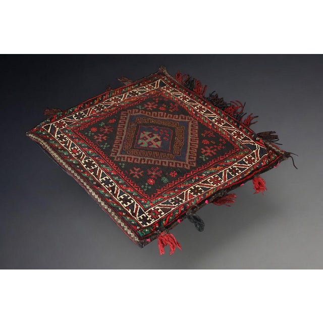 Vintage Afghan Nomad Rug Seat Cushion Cover, 1970s For Sale - Image 3 of 14