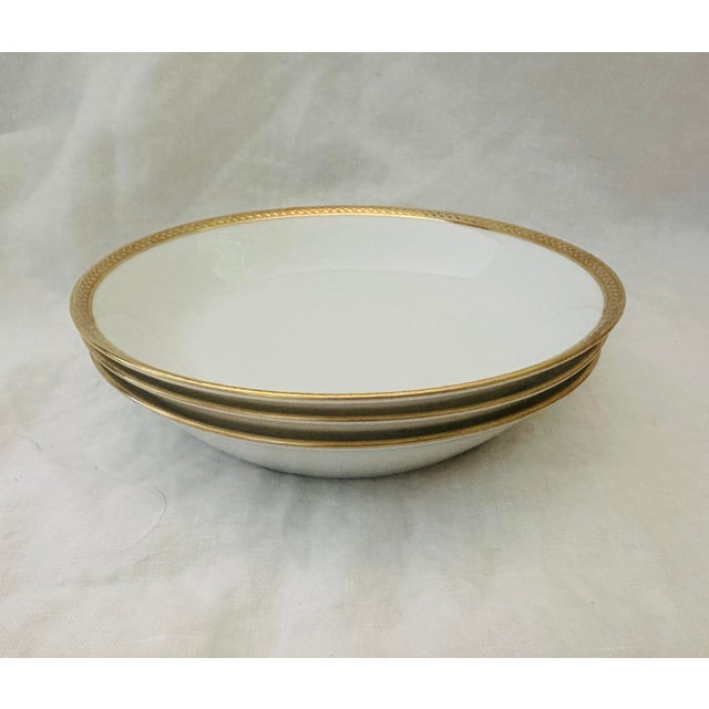 Limoges, France Vintage Set of 3 Gold Trim Vignaud Limoges Soup Bowls For Sale - Image 4 of 6