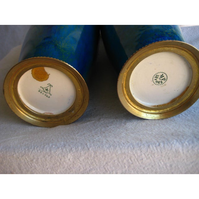 Blue Late 19th Century Sevres Paul Milet Pair of Vases For Sale - Image 8 of 11