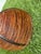 Vintage 17.5” Handmade Primitive Pencil Rattan Basket With Leather Rim For Sale - Image 11 of 12