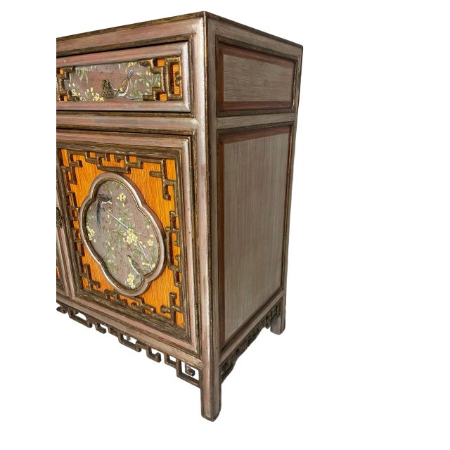 Copper Mid 20th Century Chinoiserie Painted Wood and Mirrored Glass Chest For Sale - Image 8 of 10