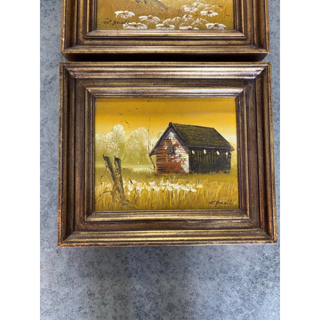 Original Vintage Signed Framed Oil Paintings Outdoor Barn Scene, a Pair For Sale - Image 9 of 9