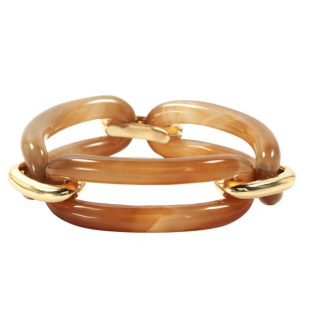 Christina Addison 18kt Yellow Gold and Onyx and Link Bracelet For Sale - Image 4 of 12