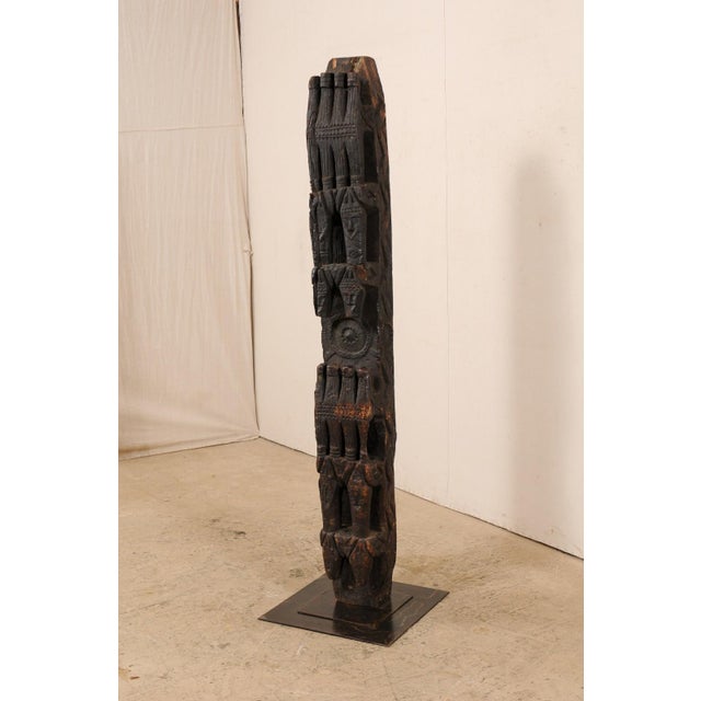Asian Early 20th Century Central Asian Carved Wood Beam on Stand For Sale - Image 3 of 11