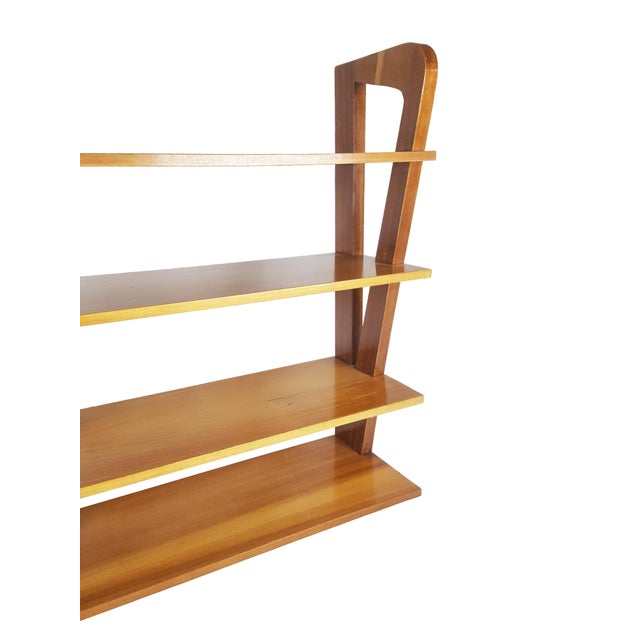 Large Italian Teak Hanging Shelf from Isa, 1950s For Sale - Image 6 of 10