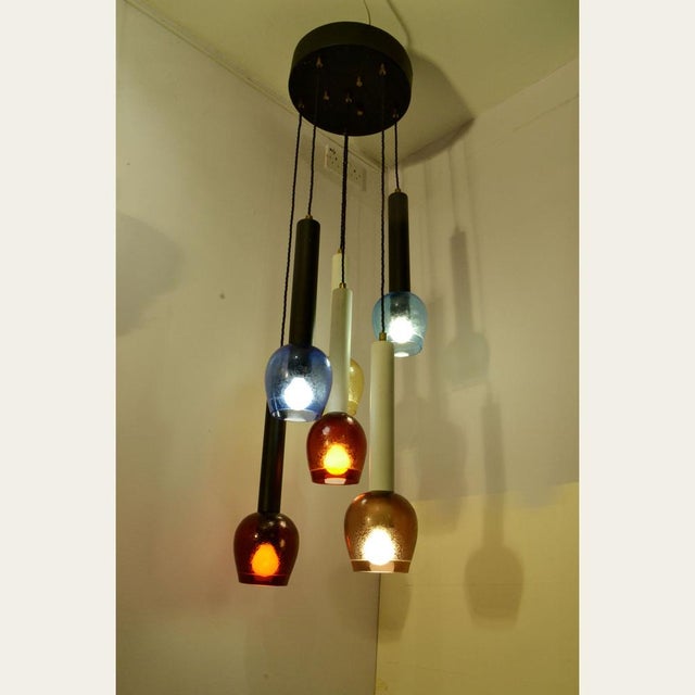 Italian Hanging Light in Hand Blown Coloured Glass from Stilnovo, 1960s For Sale - Image 10 of 12