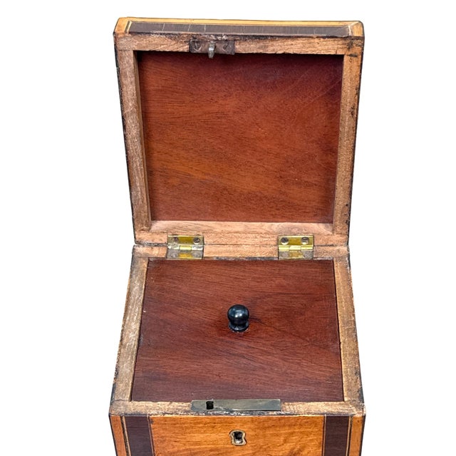 A Charming And Very Good Quality Late 18th Century Satinwood Square Tea Caddy, with Purple Heart Crossbanded Decoration,...