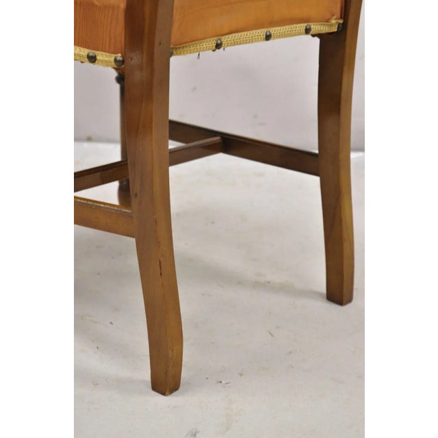Mid 20th Century Vintage Joerns Bros Art Deco Walnut Fan Back Vanity Side Chair For Sale - Image 9 of 10