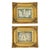 Set of 2 framed plaques made of alabaster powder and resin, framed in a classic Baroque-style frame gilded with gold leaf,...