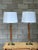 Nice pair of tall lamps in walnut and brass after Laurel. Very nice size lamps and good form. Overall 29.5” tall 13” wide...