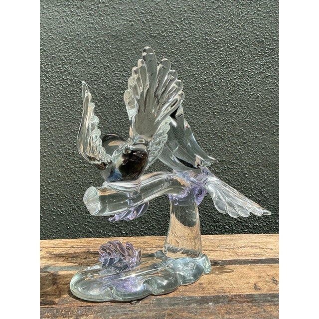 Vintage Italian Glass Lovebirds After Murano For Sale - Image 11 of 12