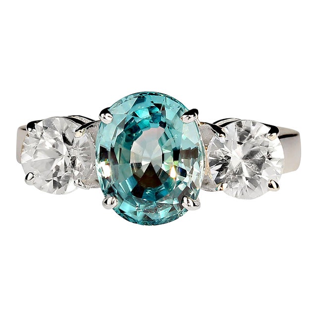 Zircons Classic Three Stone Ring Size 8 For Sale