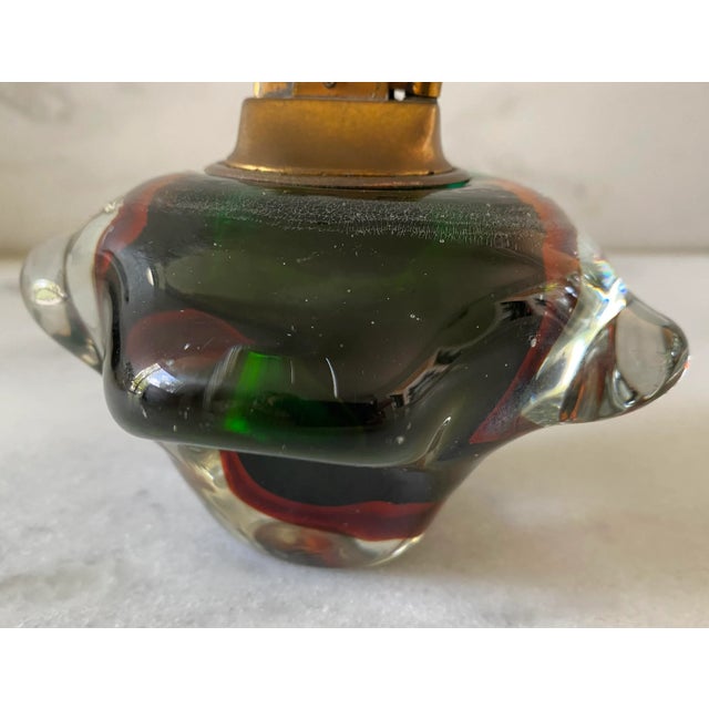 Vintage Green Amber Murano Glass Paperweight/Table Lighter For Sale - Image 9 of 13