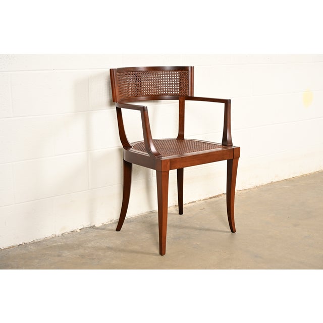 1950s Michael Taylor for Baker Furniture Klismos Cherry Wood and Cane Armchair, Newly Refinished For Sale - Image 5 of 15